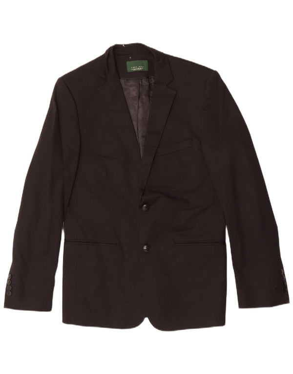 Zara Mens 2 Button Blazer Jacket EU 48 Medium Black Cotton