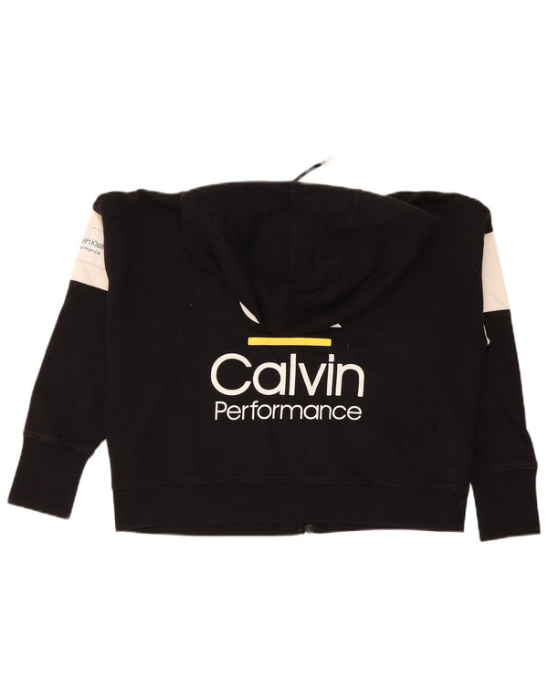 Calvin Klein Womens Oversized Crop Zip Hoodie Sweater UK 14 Medium Black