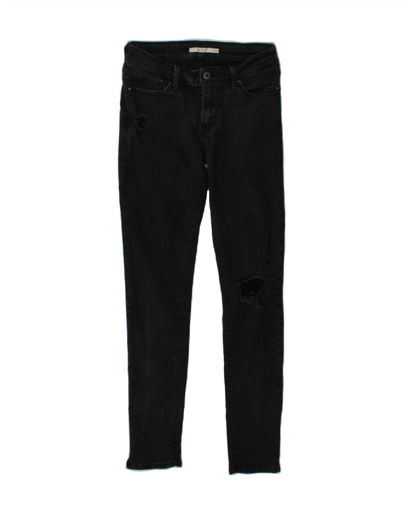 LEVI'S Womens 711 Distressed Skinny Jeans W26 L30 Black Cotton Vintage Levi's and Second-Hand Levi's from Messina Hembry 