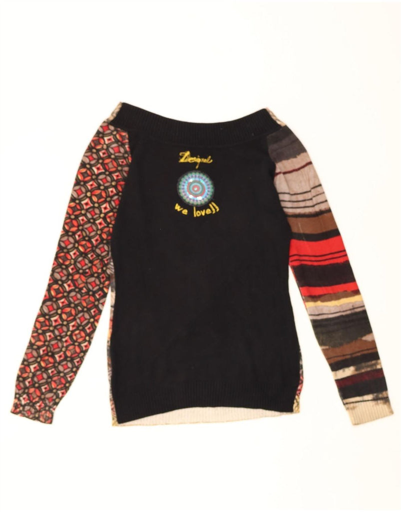 DESIGUAL Womens Boat Neck Jumper Sweater UK 12 Medium Multicoloured Vintage Desigual and Second-Hand Desigual from Messina Hembry 