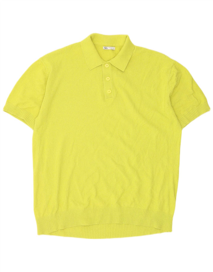 Zara Mens Polo Shirt XL Yellow