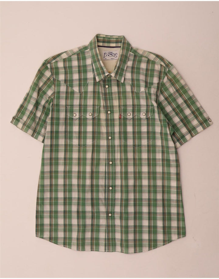 Levi's Mens Short Sleeve Graphic Shirt XL Green Check Cotton