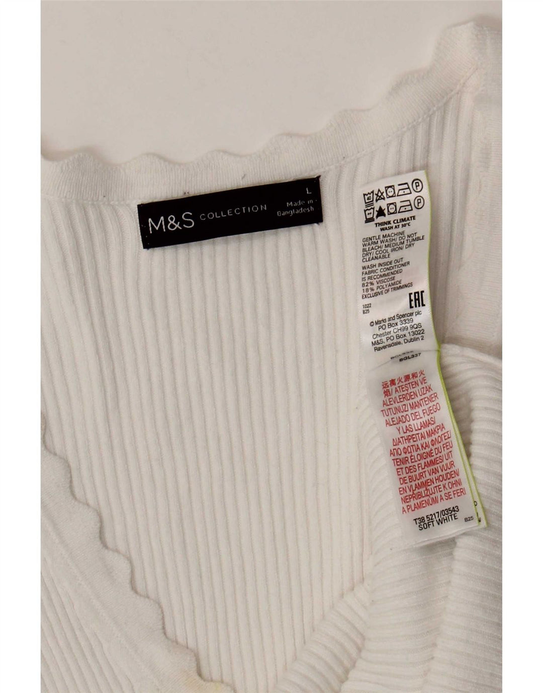 Marks & Spencer Womens T-Shirt Top UK 14 Large White Viscose