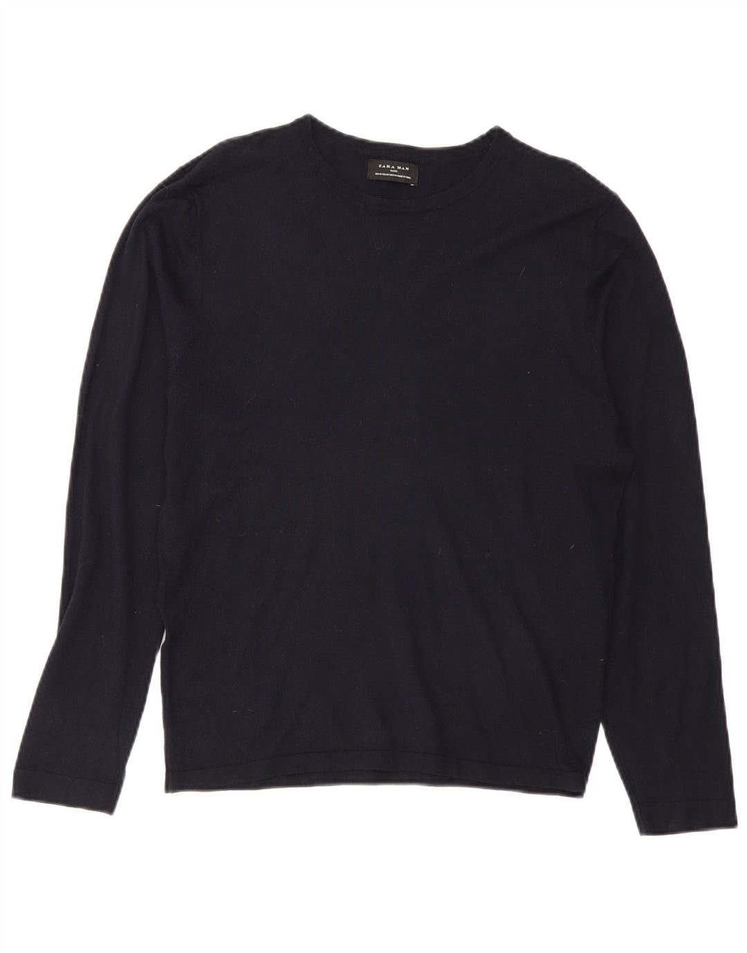 Zara Mens Boat Neck Jumper Sweater Medium Navy Blue Viscose