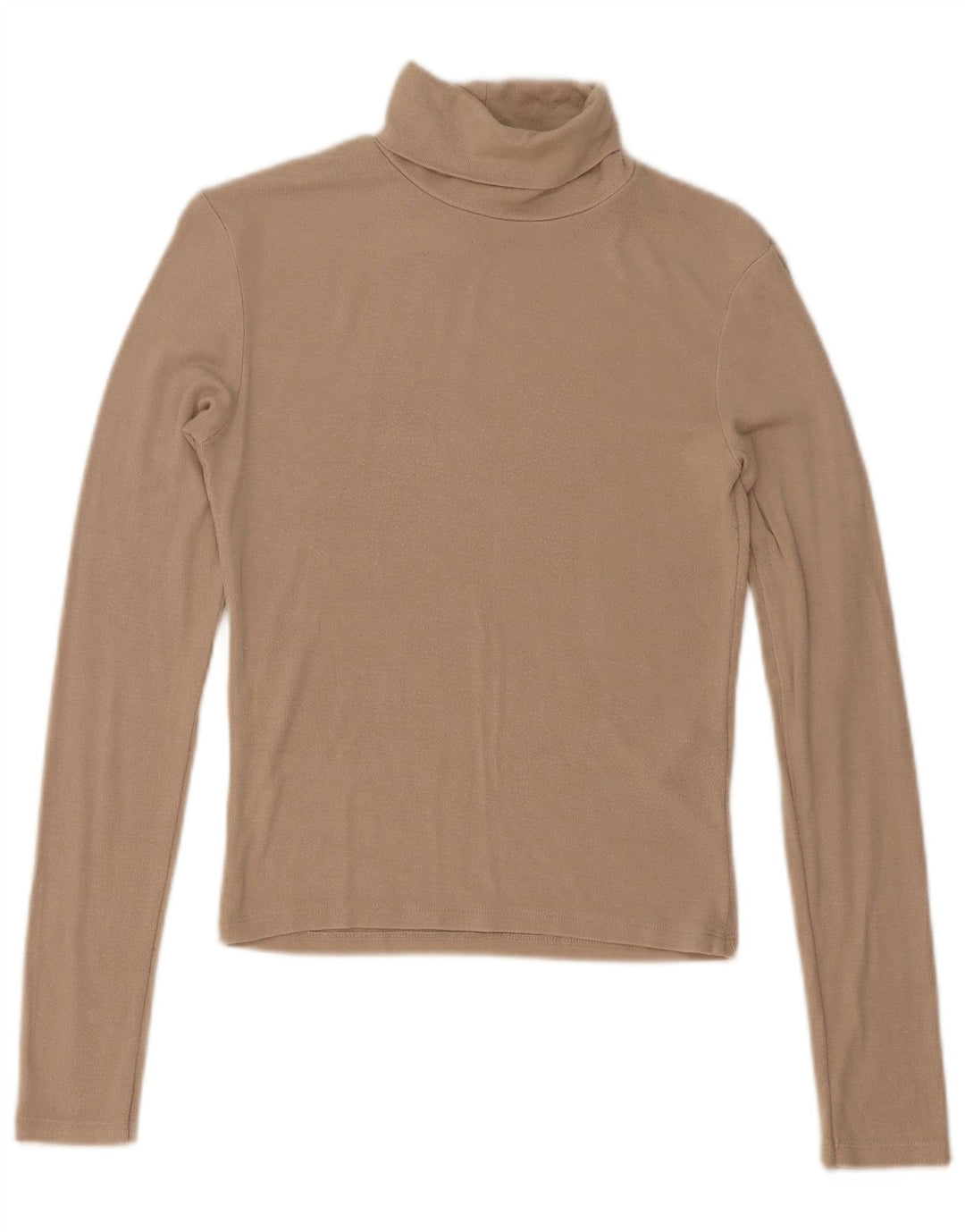 Zara Womens Crop Top Long Sleeve UK 8 Small Beige Viscose
