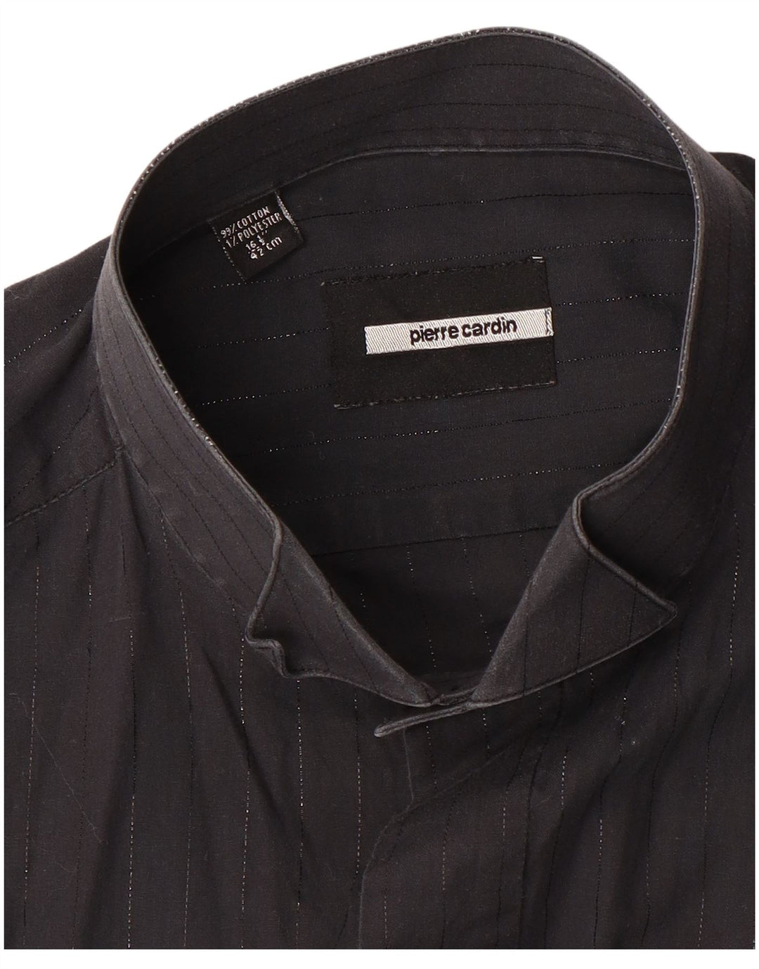 PIERRE CARDIN Mens Formal Shirt Size 16 1/2 41 Large Black Pinstripe