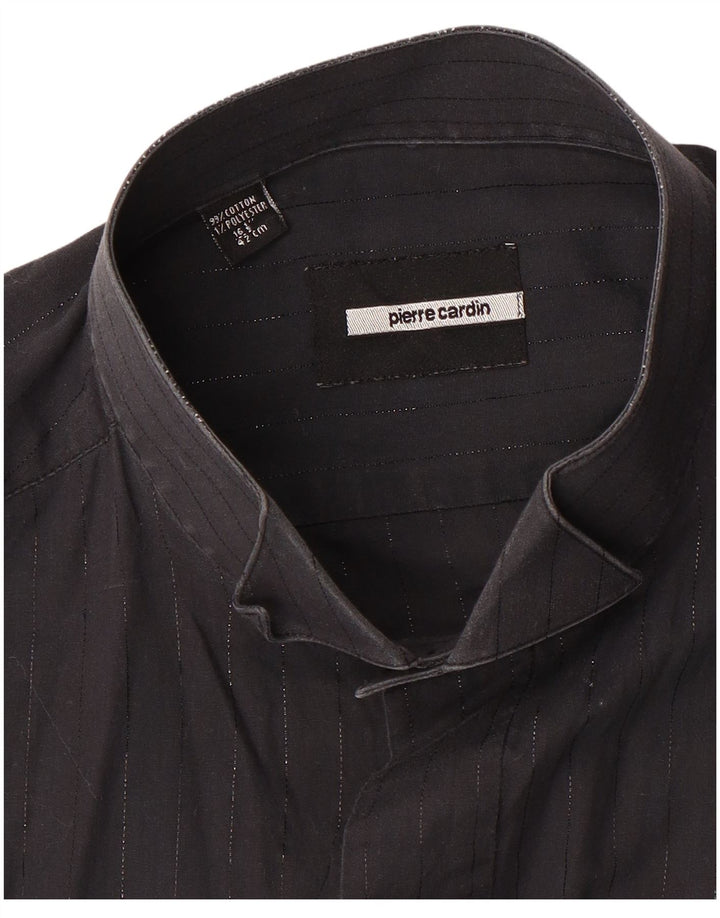 PIERRE CARDIN Mens Formal Shirt Size 16 1/2 41 Large Black Pinstripe