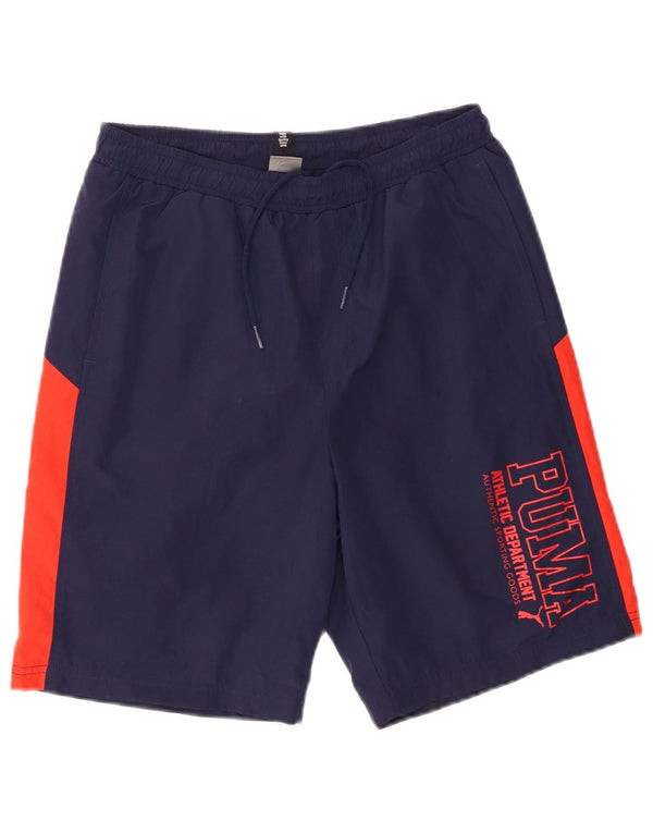 Puma Boys Graphic Sport Shorts 15-16 Years Navy Blue Colourblock Polyester