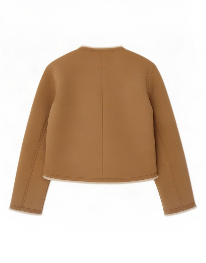 Zara Womens Oversized Sherpa Jacket UK 6 XS Brown Polyester