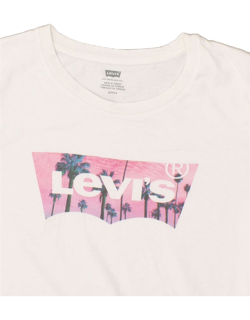 LEVI'S Womens Graphic T-Shirt Top UK 10 Small White | Vintage Levi's | Thrift | Second-Hand Levi's | Used Clothing | Messina Hembry 