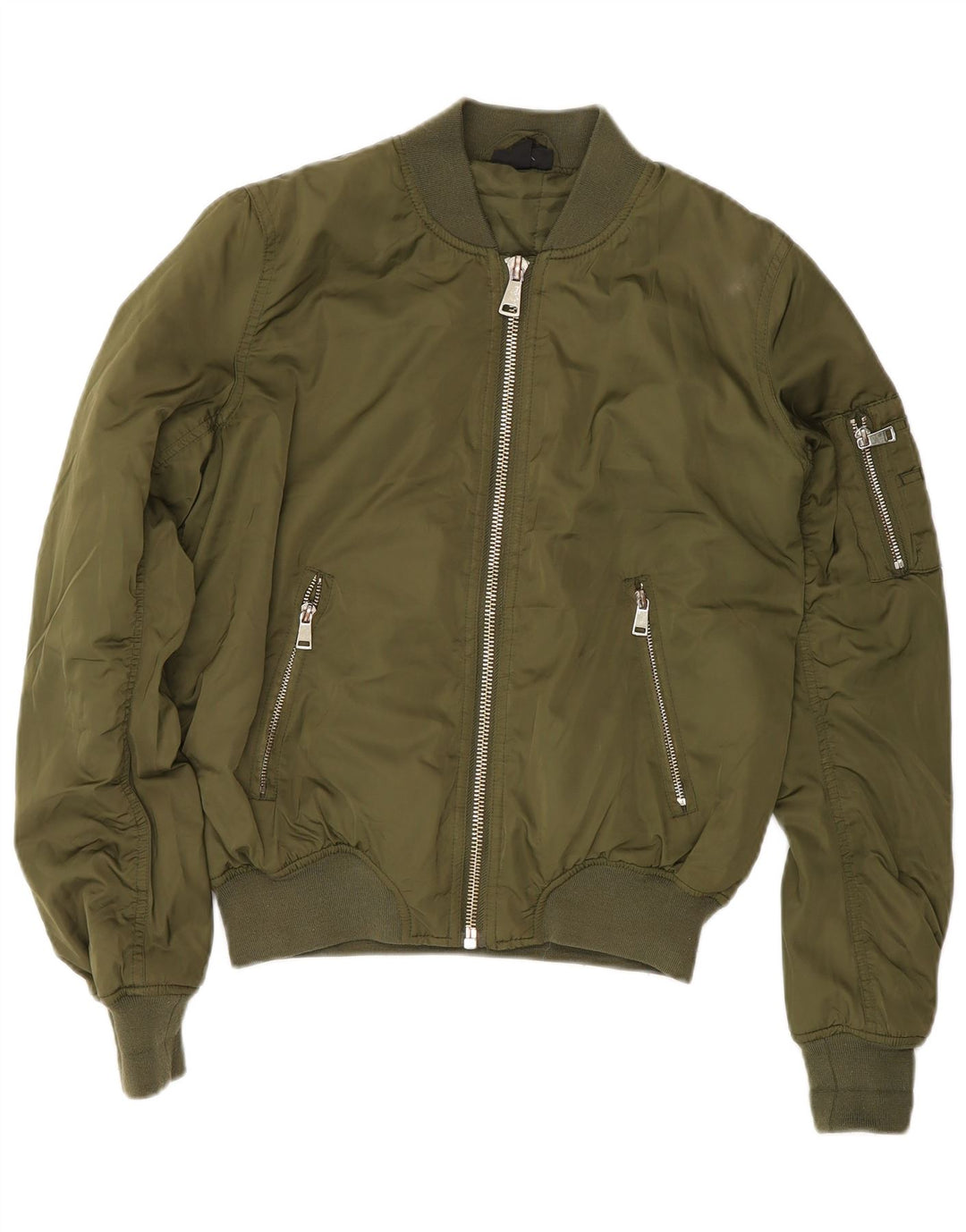 Topshop Womens Padded Bomber Jacket UK 8 Small Green Polyester