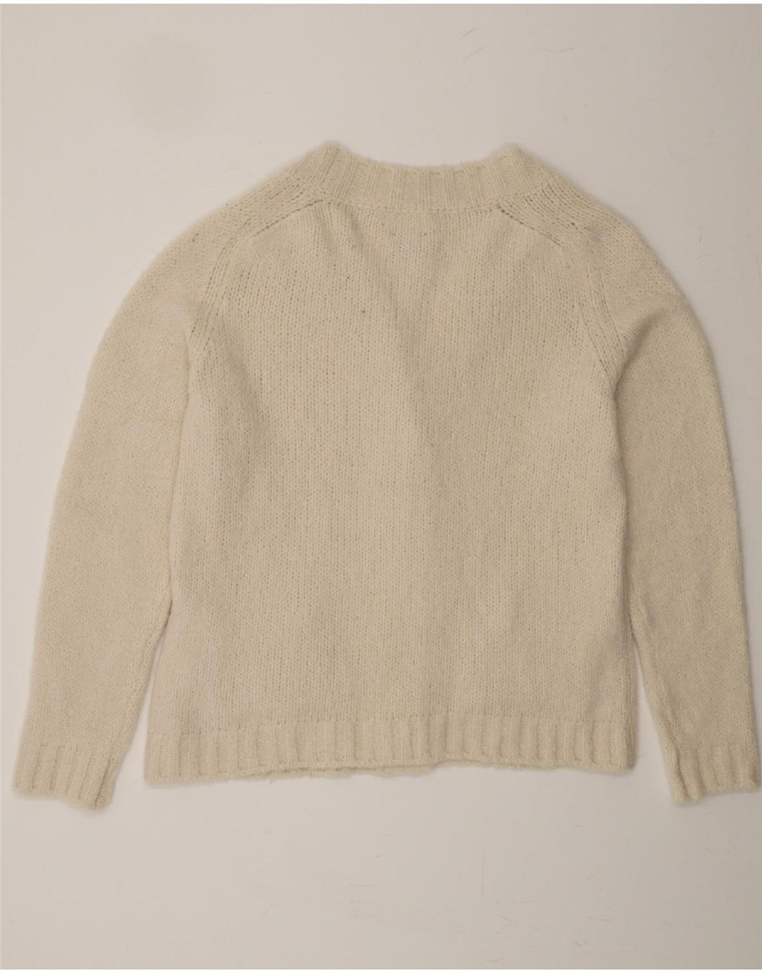 VINTAGE Womens Cardigan Sweater UK 14 Medium White Acrylic Vintage Vintage and Second-Hand Vintage from Messina Hembry 