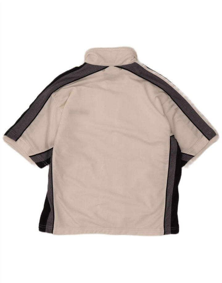 ADIDAS Boys Graphic Tracksuit Top Jacket 13-14 Years White Colourblock
