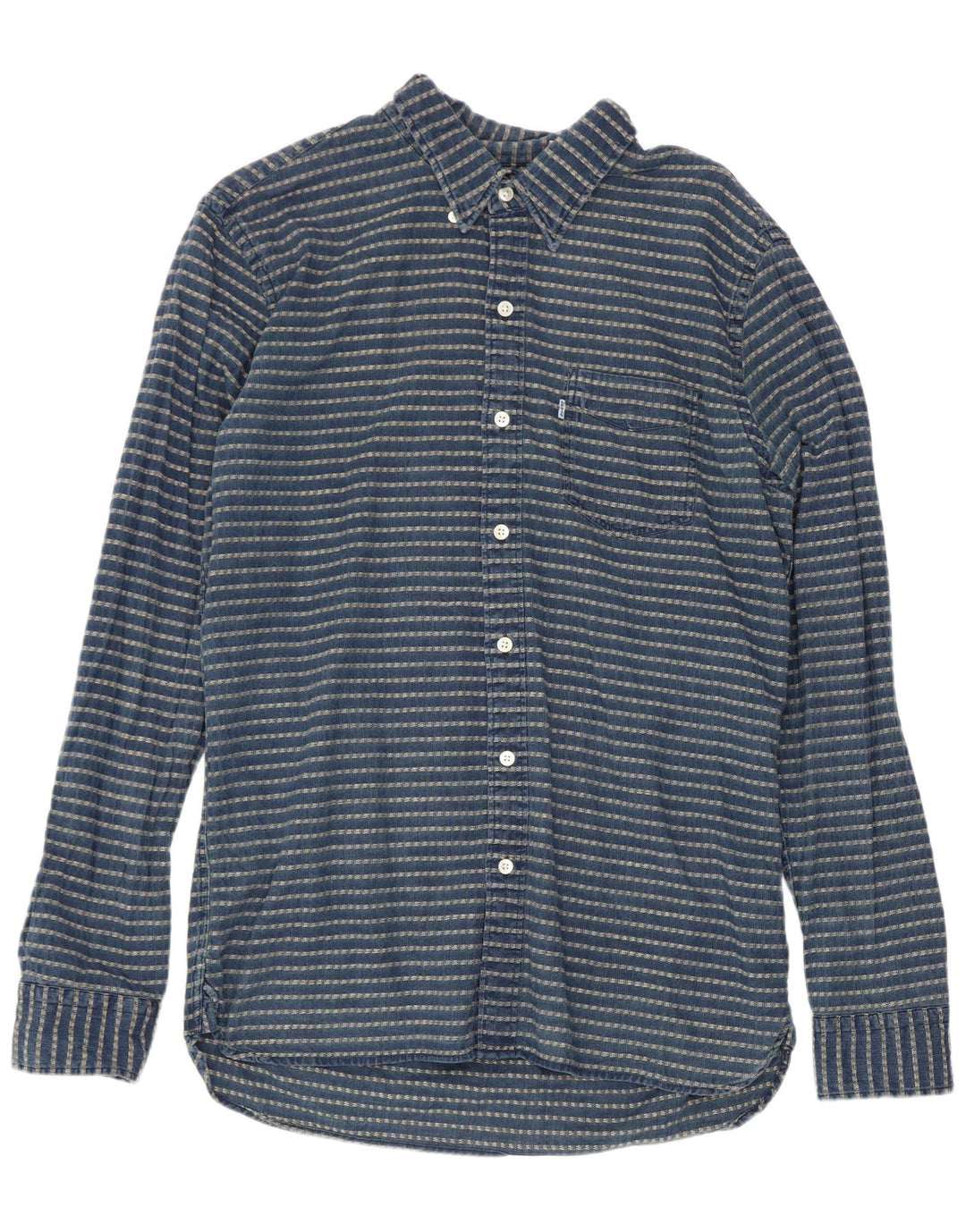 Levi's Mens Shirt Medium Navy Blue Striped Cotton