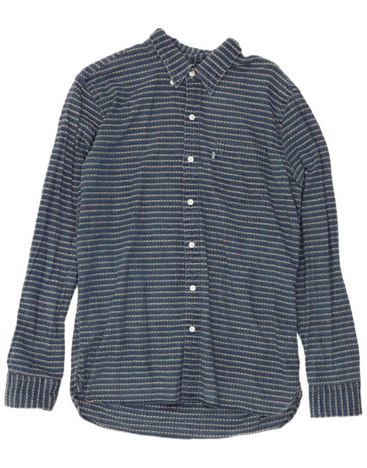 Levi's Mens Shirt Medium Navy Blue Striped Cotton