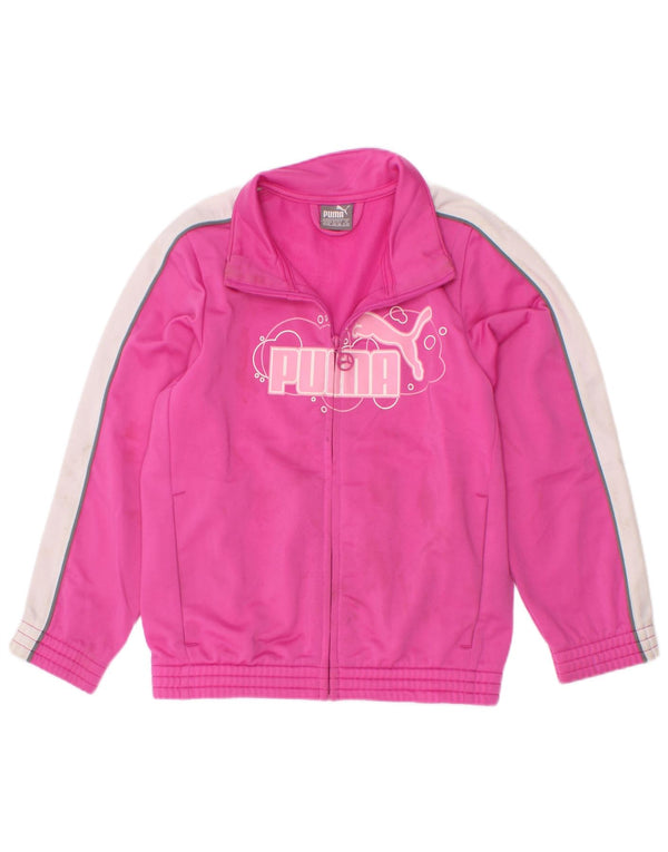 Puma Girls Graphic Tracksuit Top Jacket 3-4 Years Pink Colourblock
