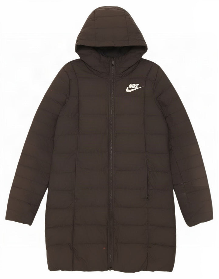 Nike Womens Hooded Padded Coat UK 14 Medium Black Polyester