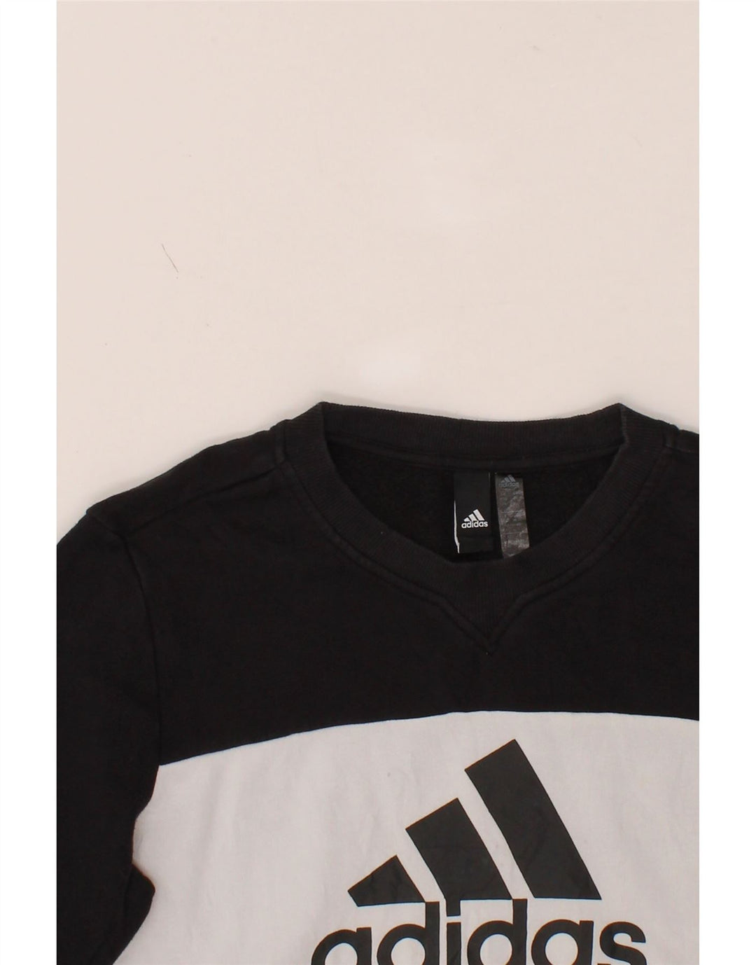 ADIDAS Womens Graphic Top Long Sleeve UK 12/14 Medium Black Colourblock Vintage Adidas and Second-Hand Adidas from Messina Hembry 
