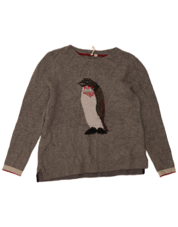 White Stuff Womens Boat Neck Jumper Sweater UK 10 Small Grey Novelty