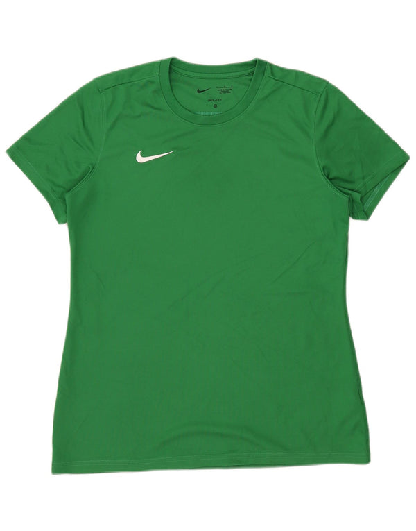 Nike Womens Dri Fit T-Shirt Top UK 14 Large Green Polyester