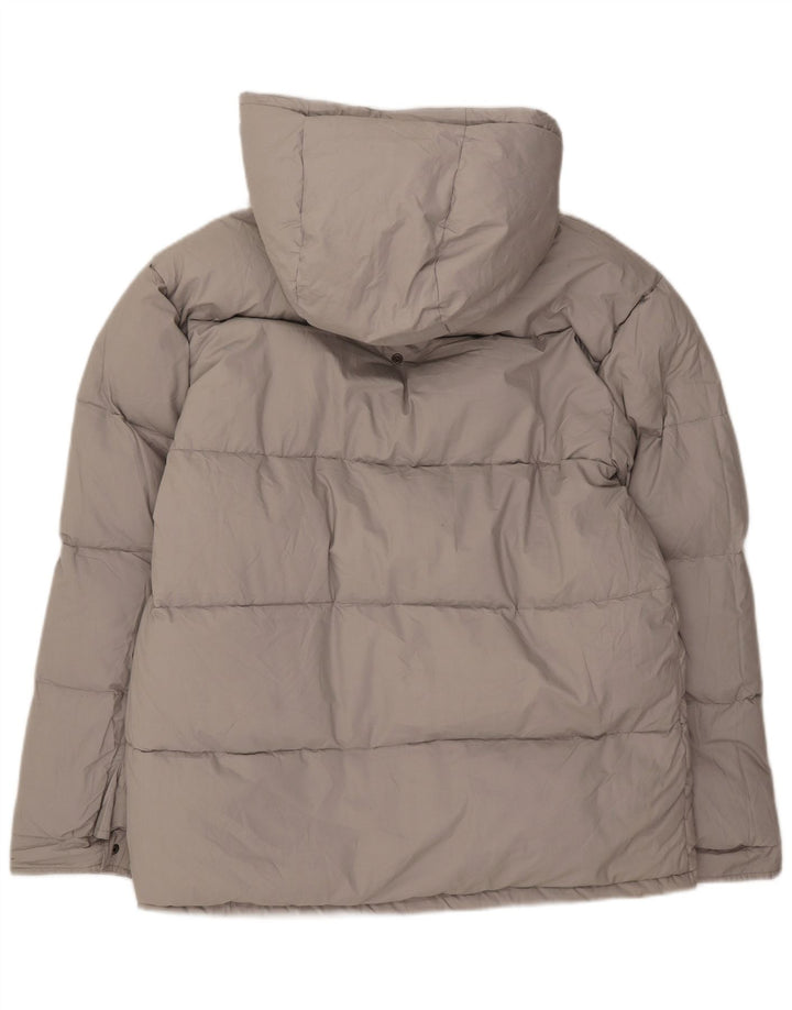 Vintage Mens Hooded Reversible Padded Jacket UK 38 Medium Grey Cotton