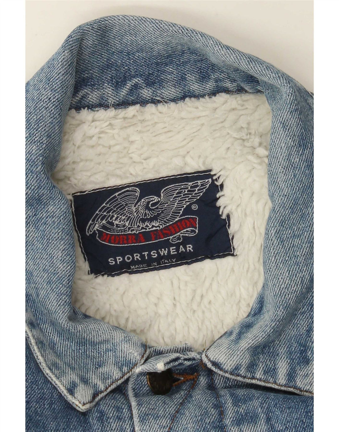 Vintage Mens Denim Sherpa Jacket UK 40 Large Blue