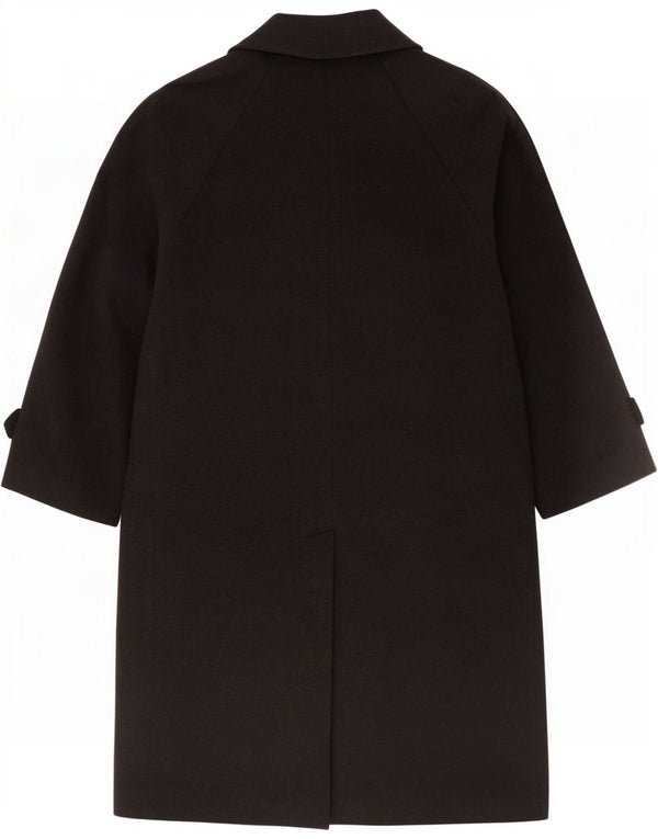 Tagliente Mens Overcoat IT 50 Large Black Virgin Wool