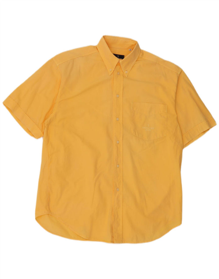 Trussardi Jeans Mens Short Sleeve Shirt Small Yellow Cotton