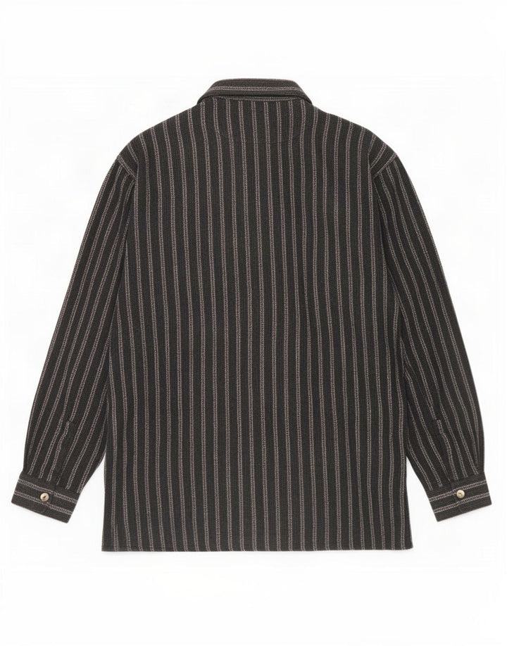 Tipo' S Mens Full Zip Shirt XL Grey Striped Cotton