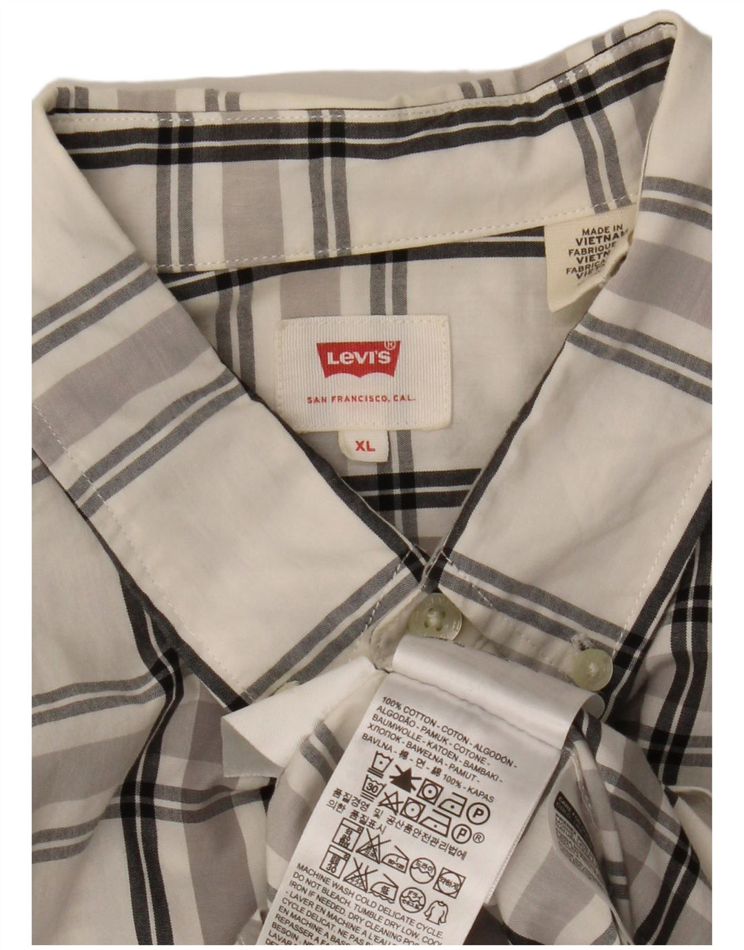 LEVI'S Mens Shirt XL Grey Check Cotton