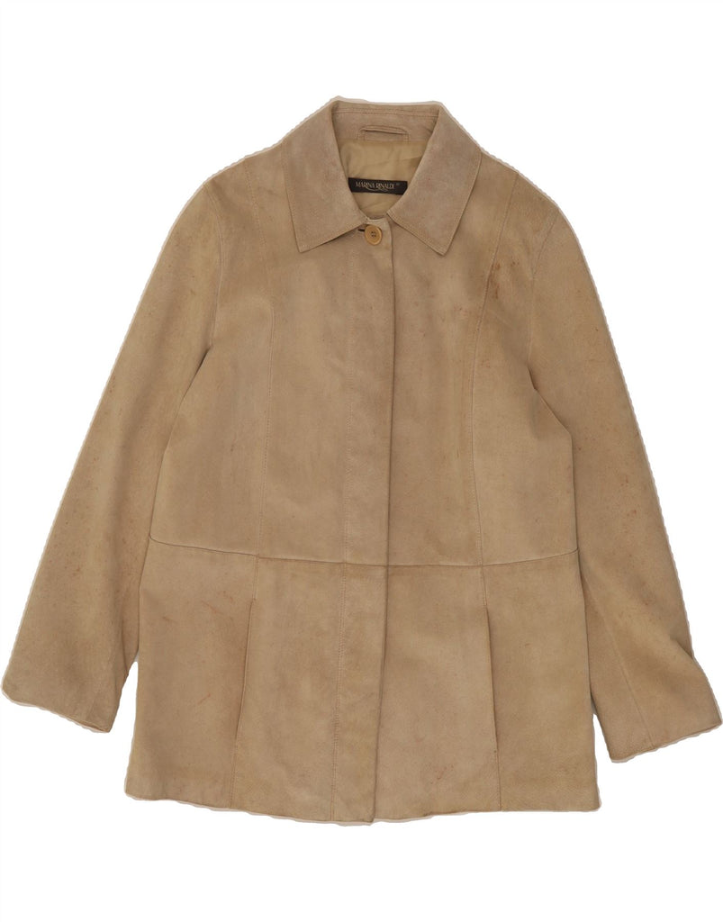 MARINA RINALDI Womens Suede Jacket Size 23 Medium Beige Leather Vintage Marina Rinaldi and Second-Hand Marina Rinaldi from Messina Hembry 