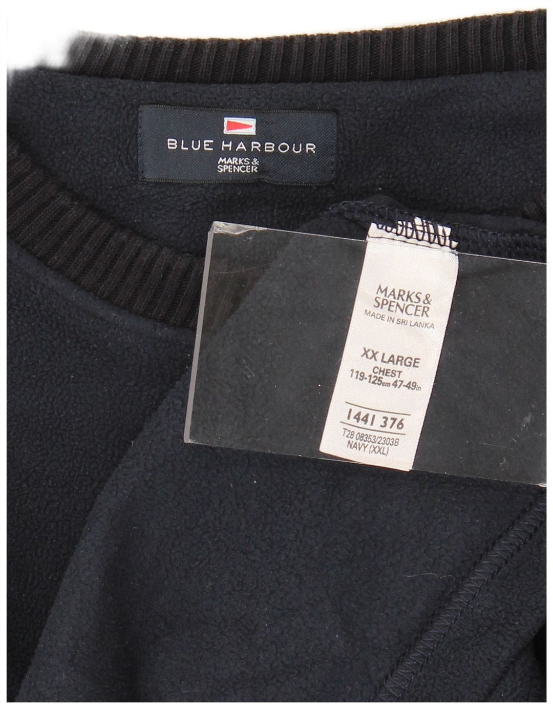 Marks & Spencer Mens Blue Harbour Fleece Jumper 2XL Navy Blue Polyester