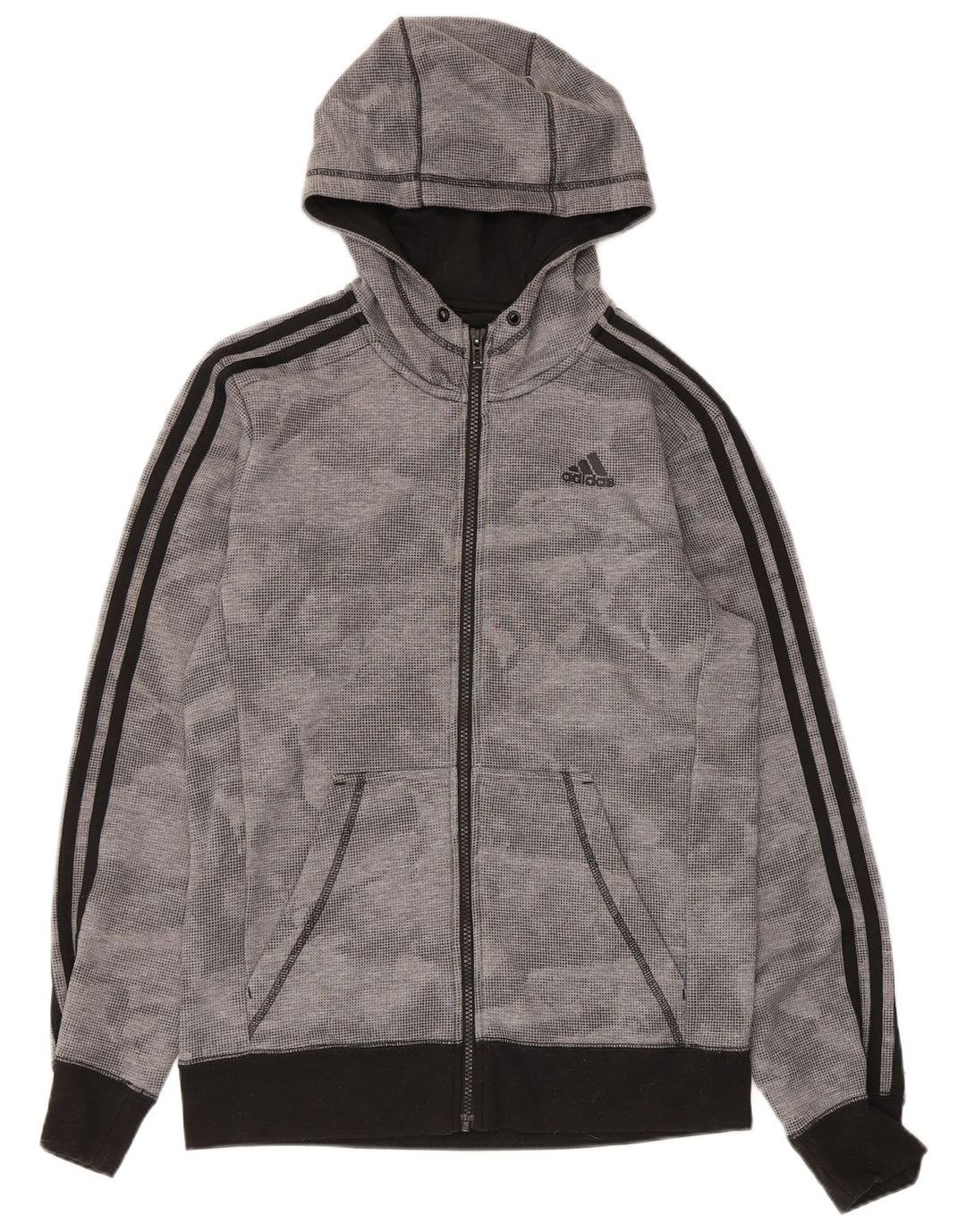 Adidas Mens Climalite Zip Hoodie Sweater Small Grey Spotted Polyester