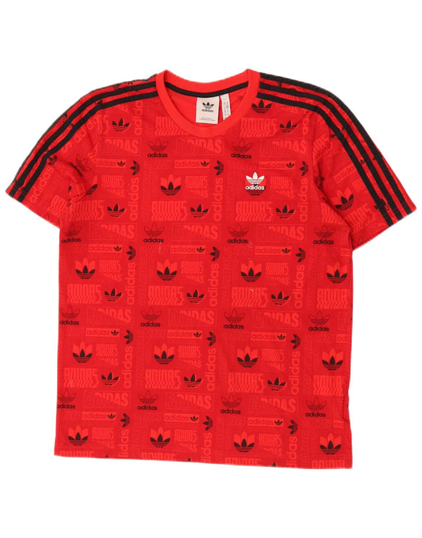 Adidas Mens Regular Graphic T-Shirt Top Medium Red Polyester