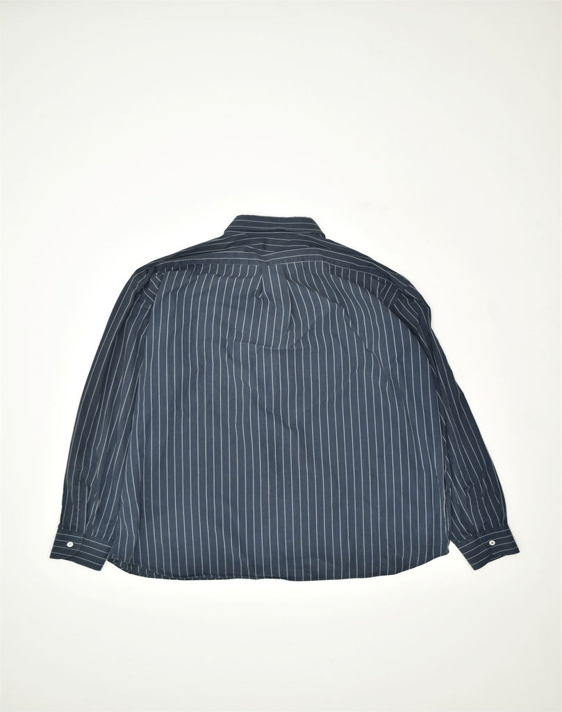 NAVIGARE Mens Shirt 2XL Navy Blue Striped Cotton | Vintage | Thrift | Second-Hand | Used Clothing | Messina Hembry 