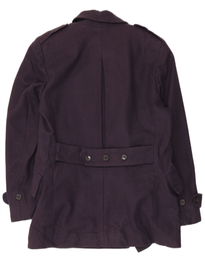 French Connection Mens Trench Coat UK 38 Medium Navy Blue Virgin Wool