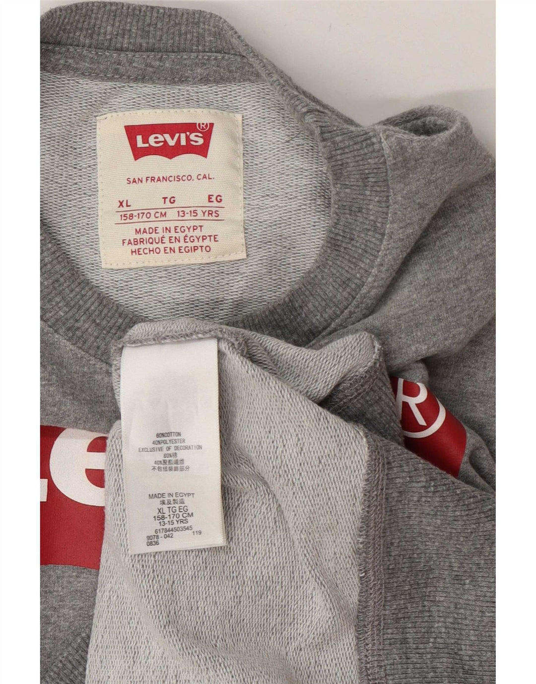 Levi's Boys Graphic Sweatshirt Jumper 13-14 Years XL Grey Cotton