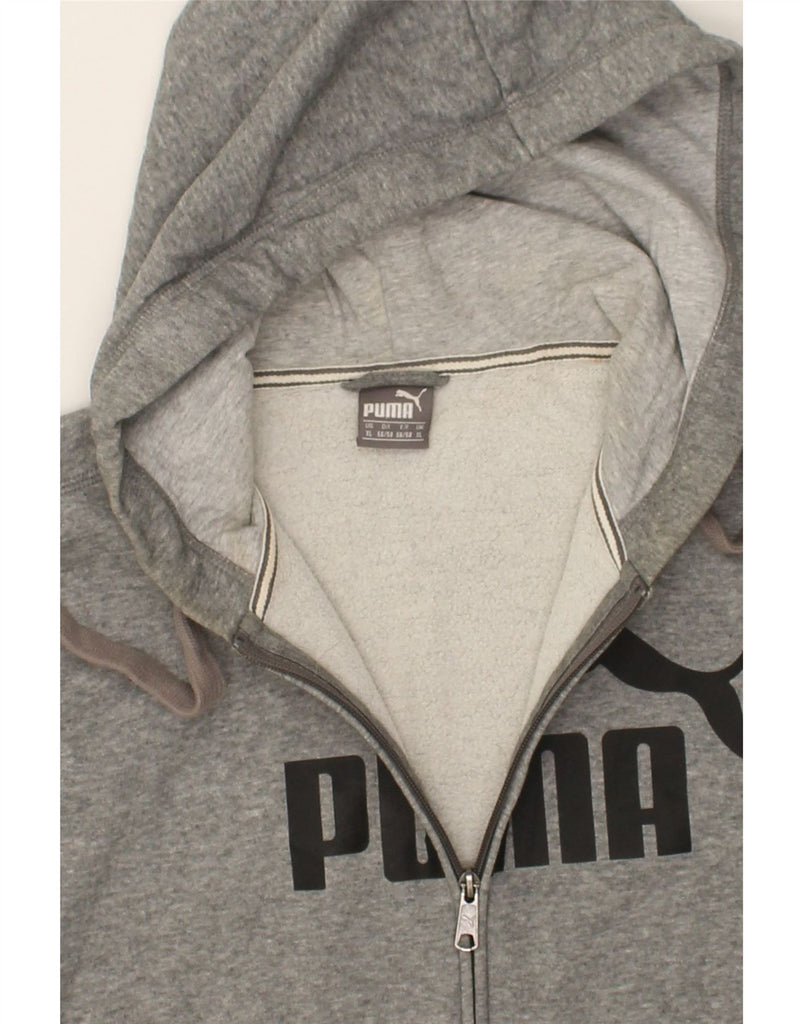 PUMA Mens Graphic Zip Hoodie Sweater XL Grey Cotton | Vintage Puma | Thrift | Second-Hand Puma | Used Clothing | Messina Hembry 