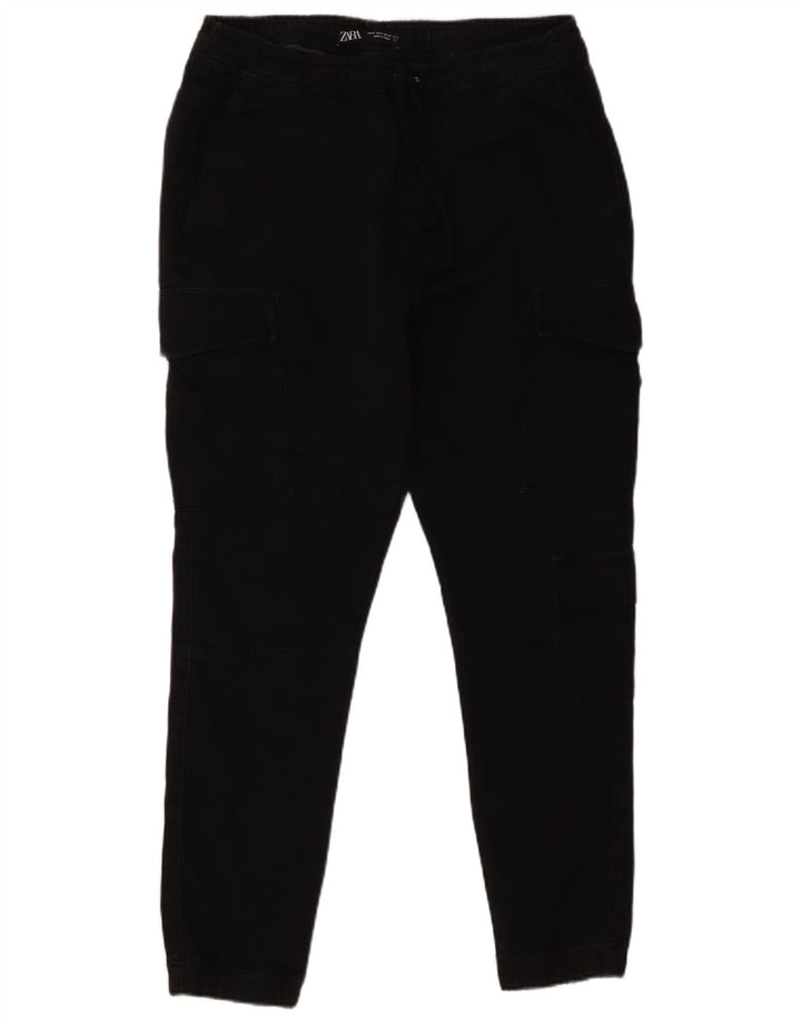 Zara Mens Joggers Cargo Trousers Medium W31 L27 Black