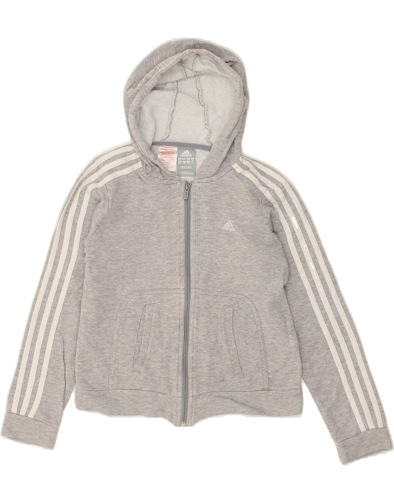 ADIDAS Boys Zip Hoodie Sweater 11-12 Years Grey Cotton | Vintage Adidas | Thrift | Second-Hand Adidas | Used Clothing | Messina Hembry 