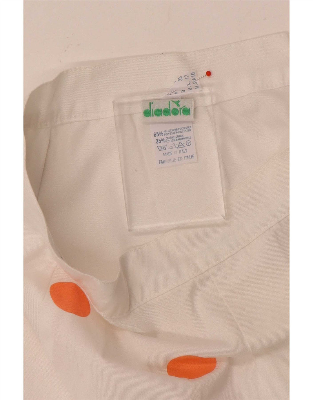 Diadora Womens Mini Skirt UK 12 Medium W26 White Polka Dot Polyester