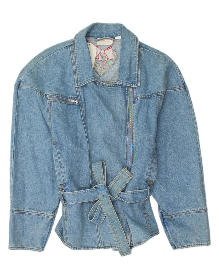 APART Womens Graphic Denim Jacket IT 44/46 Medium Blue Vintage Apart and Second-Hand Apart from Messina Hembry 