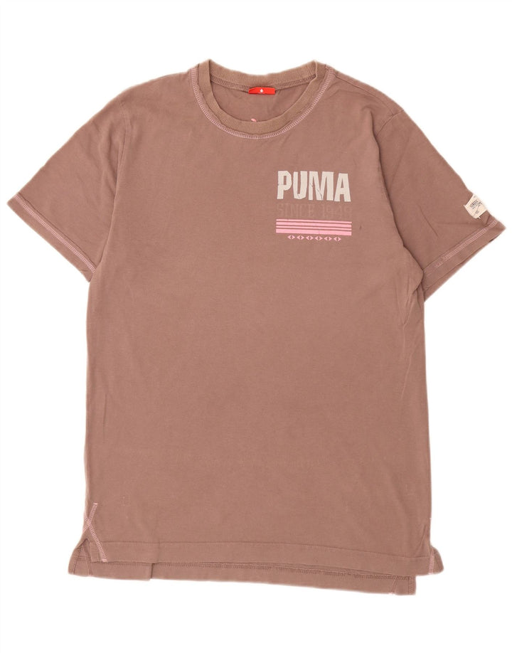 Puma Womens Graphic T-Shirt Top UK 14 Medium Brown