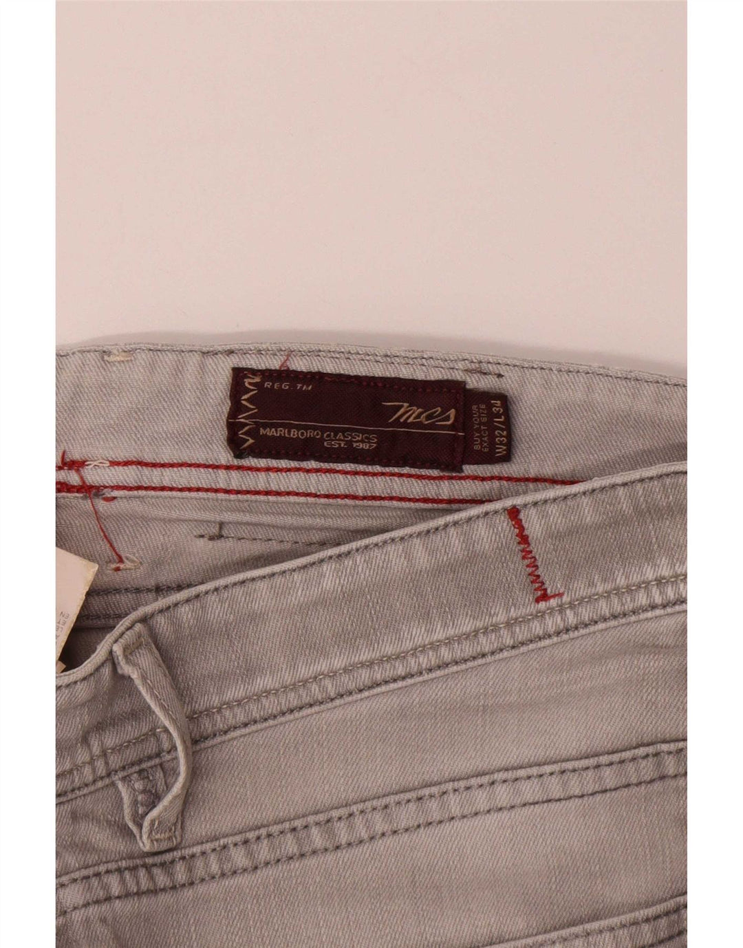 Marlboro Classics Mens Straight Jeans W32 L31 Grey Cotton