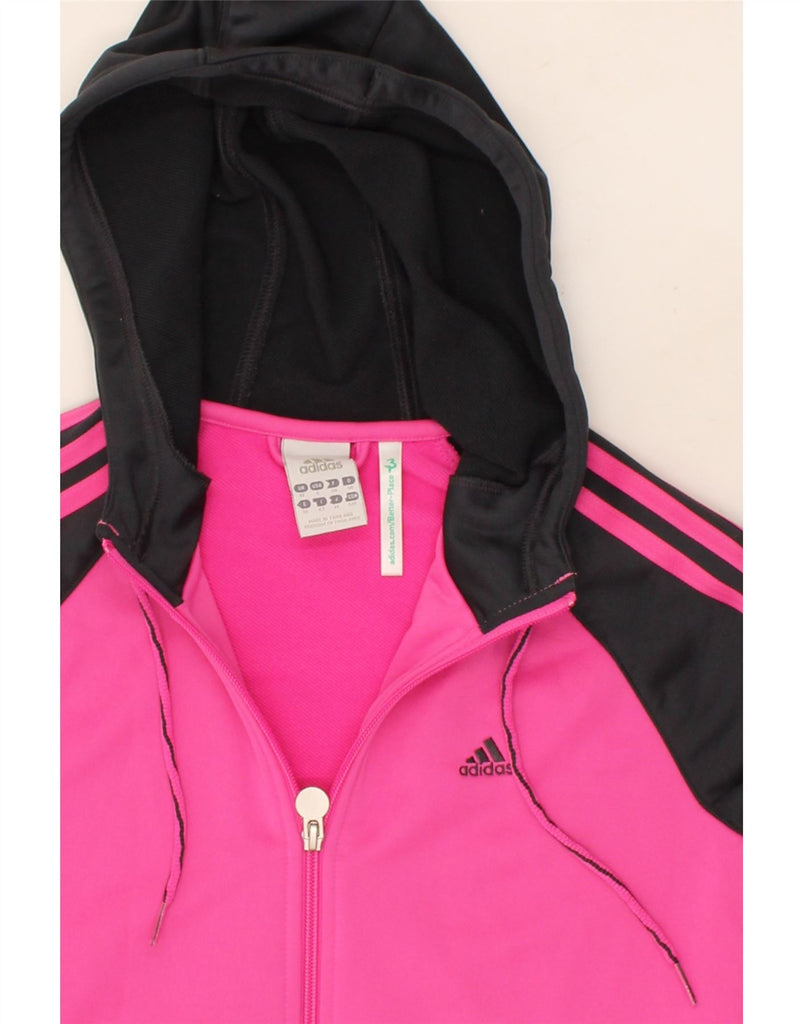 ADIDAS Womens Zip Hoodie Sweater UK 10 Samll Pink Colourblock Polyester Vintage Adidas and Second-Hand Adidas from Messina Hembry 