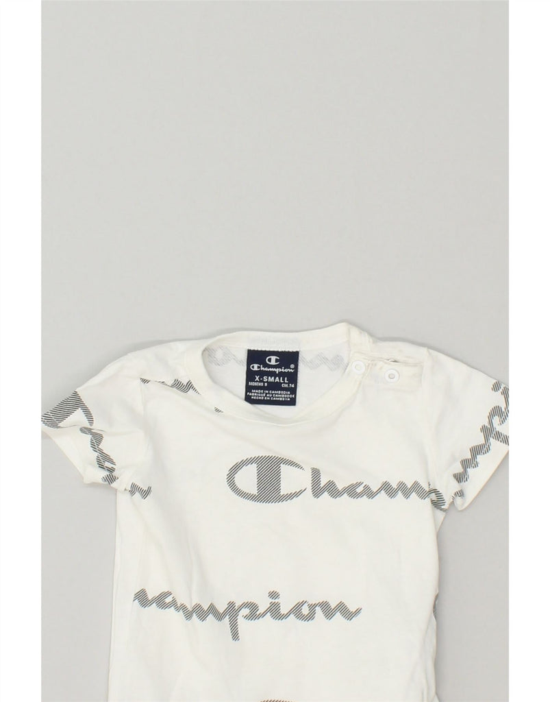 CHAMPION Baby Boys Graphic T-Shirt Top 6-9 Months XS White Cotton | Vintage Champion | Thrift | Second-Hand Champion | Used Clothing | Messina Hembry 