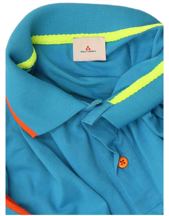PEUTEREY Mens Polo Shirt Medium Blue Cotton