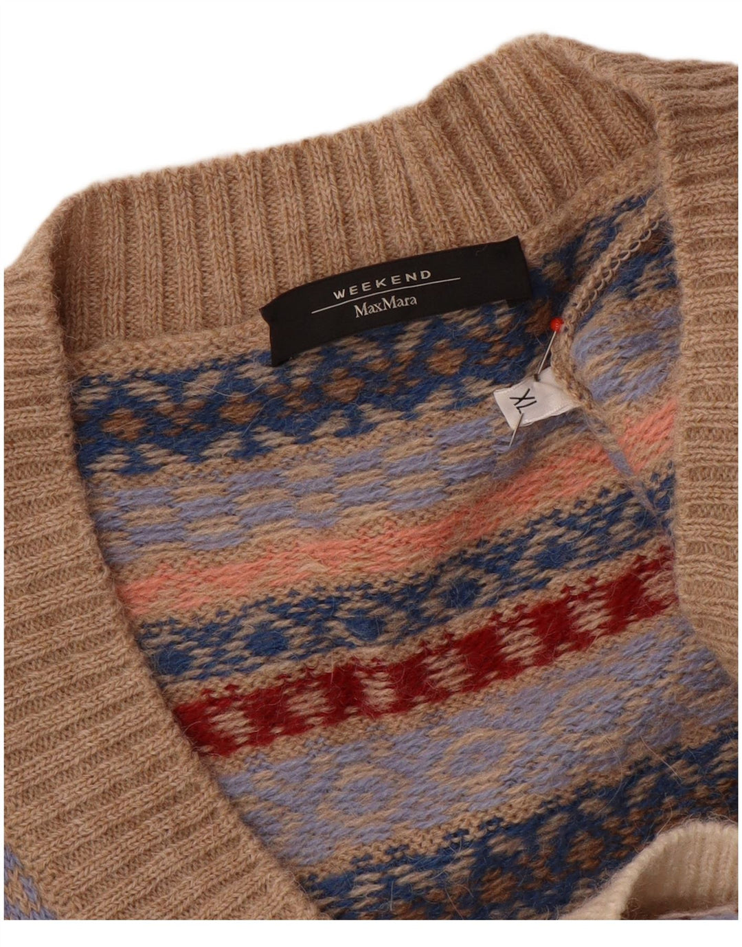 Max Mara Womens Weekend V-Neck Jumper Sweater UK 18 XL Multicoloured