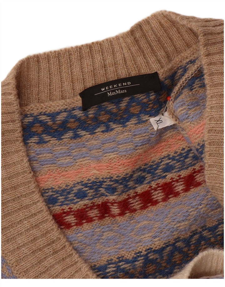 Max Mara Womens Weekend V-Neck Jumper Sweater UK 18 XL Multicoloured