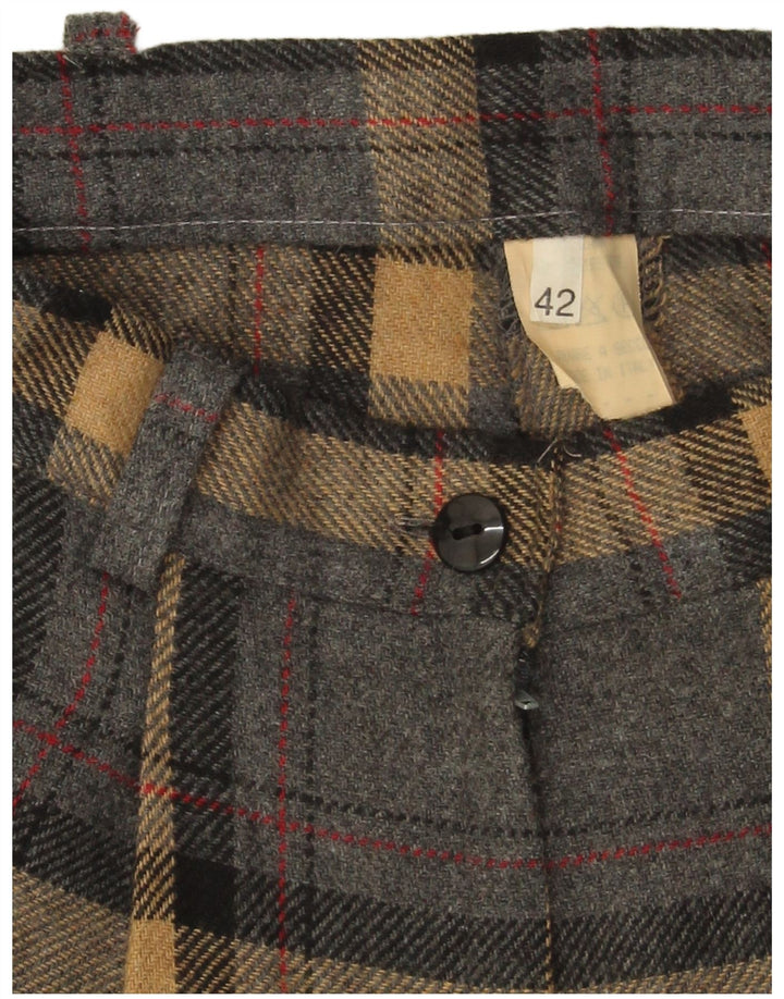 VINTAGE Womens Wide Leg Chino Shorts IT 42 Medium W28 Grey Plaid